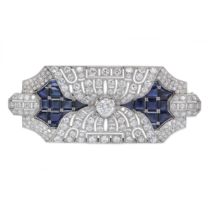 DIAMOND AND SAPPHIRE BROOCH