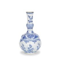 A BLUE AND WHITE PETAL-MOULDED VASE Early Kangxi