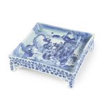 A BLUE AND WHITE SQUARE STAND Daoguang four-character mark and of the period (2)