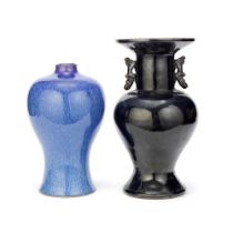 A FLAMB&#201;-GLAZED VASE AND A BLACK-GLAZED VASE Qing Dynasty (2)