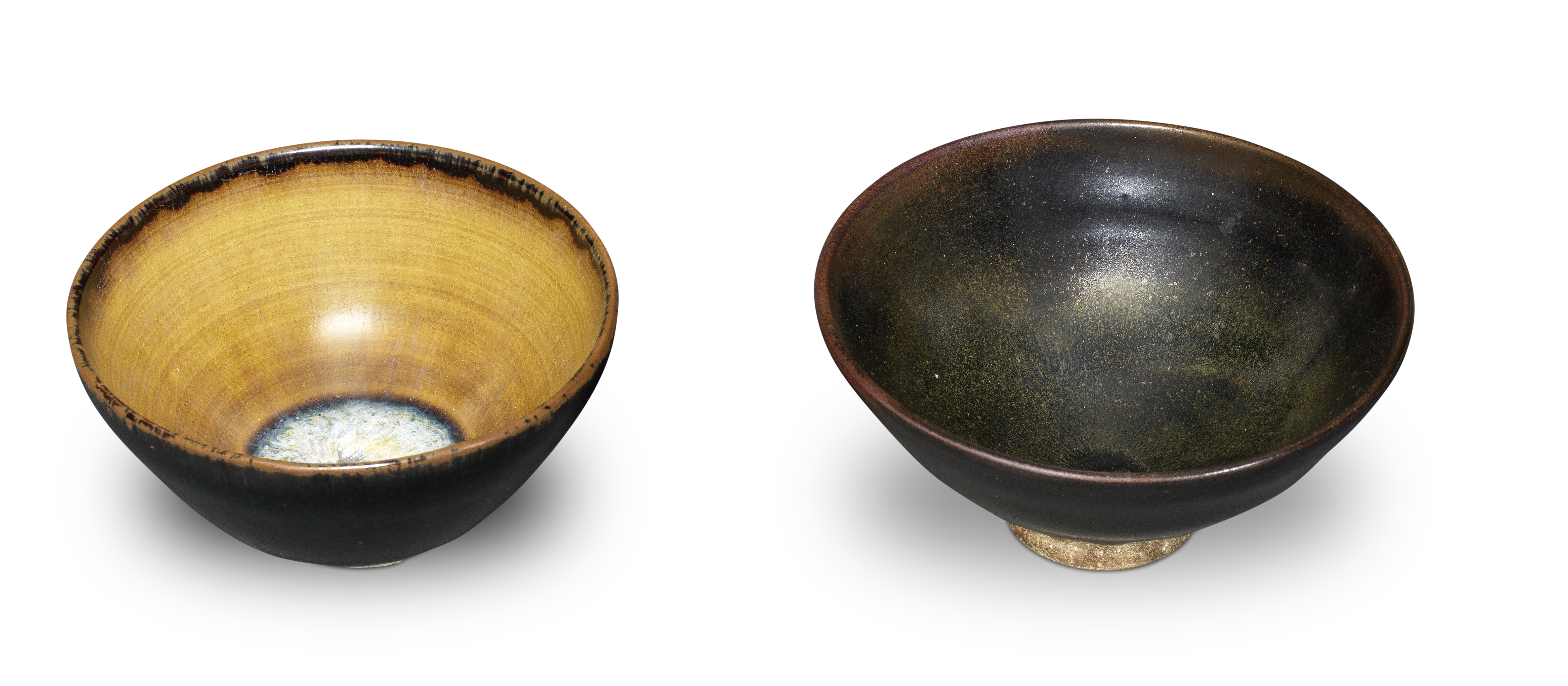 A JIZHOU BLACK AND AMBER-GLAZED TEA BOWL AND A JIAN BROWN-GLAZED TEA BOWL Southern Song Dynasty (2)