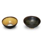 A JIZHOU BLACK AND AMBER-GLAZED TEA BOWL AND A JIAN BROWN-GLAZED TEA BOWL Southern Song Dynasty (2)