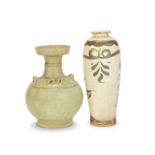A GREEN-GLAZED VASE AND A CIZHOU 'FLORAL' VASE Northern Dynasties and Jin Dynasty (2)