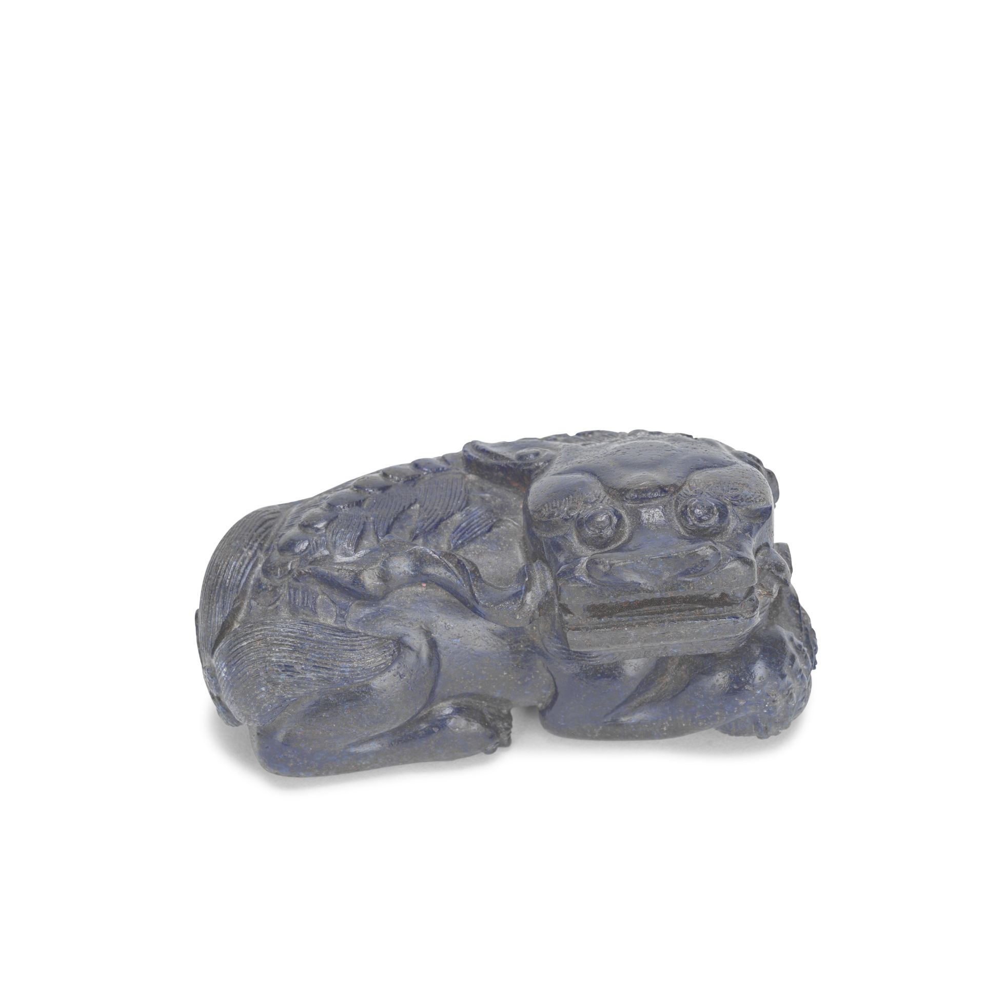 A CARVED LAPIS 'LION' CARVING 18th century
