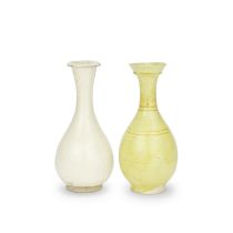 A YELLOW-GLAZED POTTERY VASE AND A CREAM-GLAZED VASE Northern Qi/Sui and Song Dynasty (2)