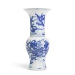 A BLUE AND WHITE 'LANDSCAPE' VASE, YENYEN Kangxi