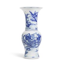 A BLUE AND WHITE 'LANDSCAPE' VASE, YENYEN Kangxi