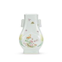 A FAMILLE ROSE-ENAMELLED CELADON VASE, HU Guangxu six-character mark and of the period (2)