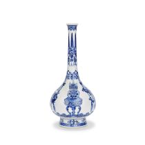 A BLUE AND WHITE SLENDER PEAR-SHAPED VASE Kangxi