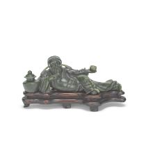 A SPINACH JADE 'LI BAI' CARVING Qing Dynasty (2)