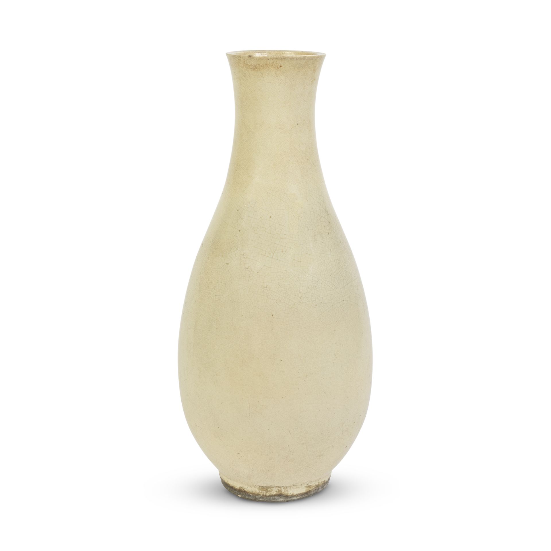 A CREAM-GLAZED PEAR-SHAPED VASE 17th century