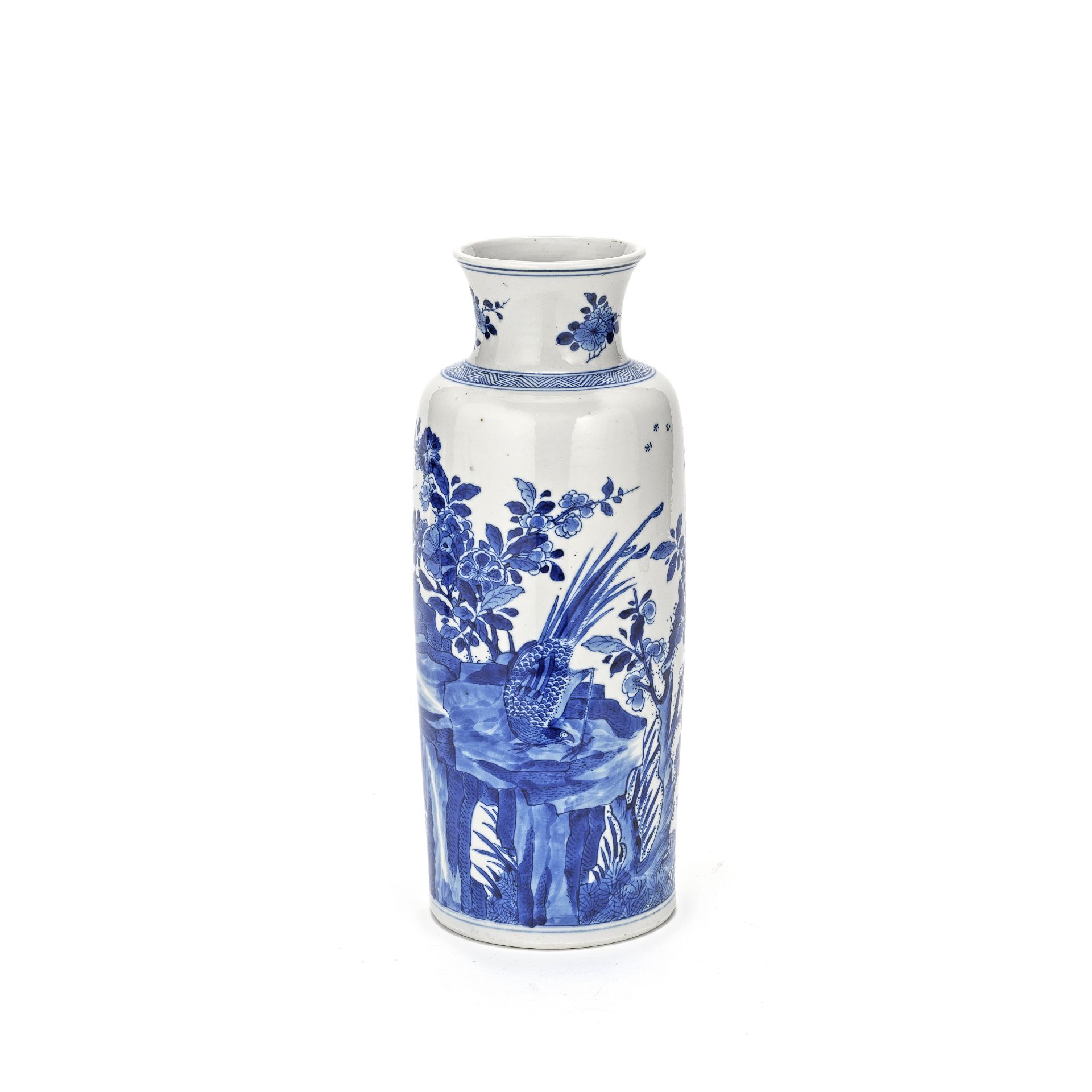 A BLUE AND WHITE ROULEAU VASE Kangxi