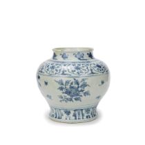 A BLUE AND WHITE 'LOTUS' JAR, GUAN Ming Dynasty, 15th/16th century