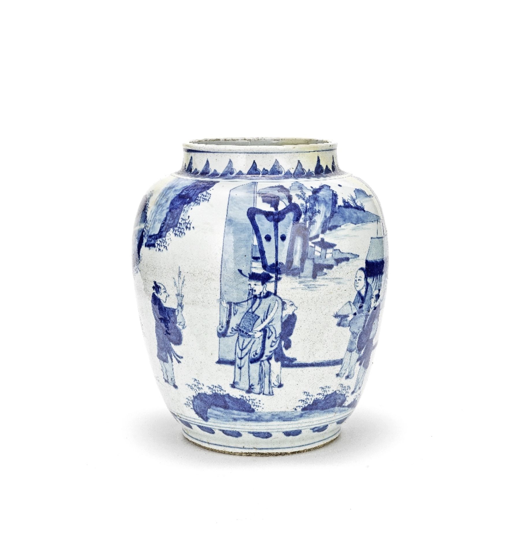 A LARGE BLUE AND WHITE OVOID JAR Shunzhi/early Kangxi