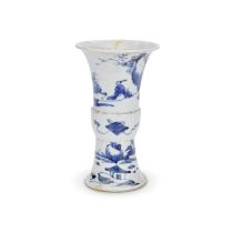 A BLANC-DE-CHINE UNDERGLAZE BLUE DECORATED VASE 18th century