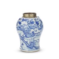 A BLUE AND WHITE 'LANDSCAPE' JAR 18th/19th century