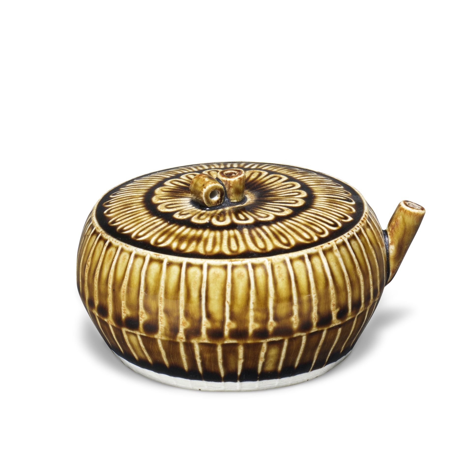 A BROWN-GLAZED 'CHRYSANTHEMUM' WATERDROPPER Southern Song/Yuan Dynasty