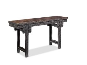 A CARVED HONGMU ALTAR TABLE, TIAO'AN Late Qing Dynasty