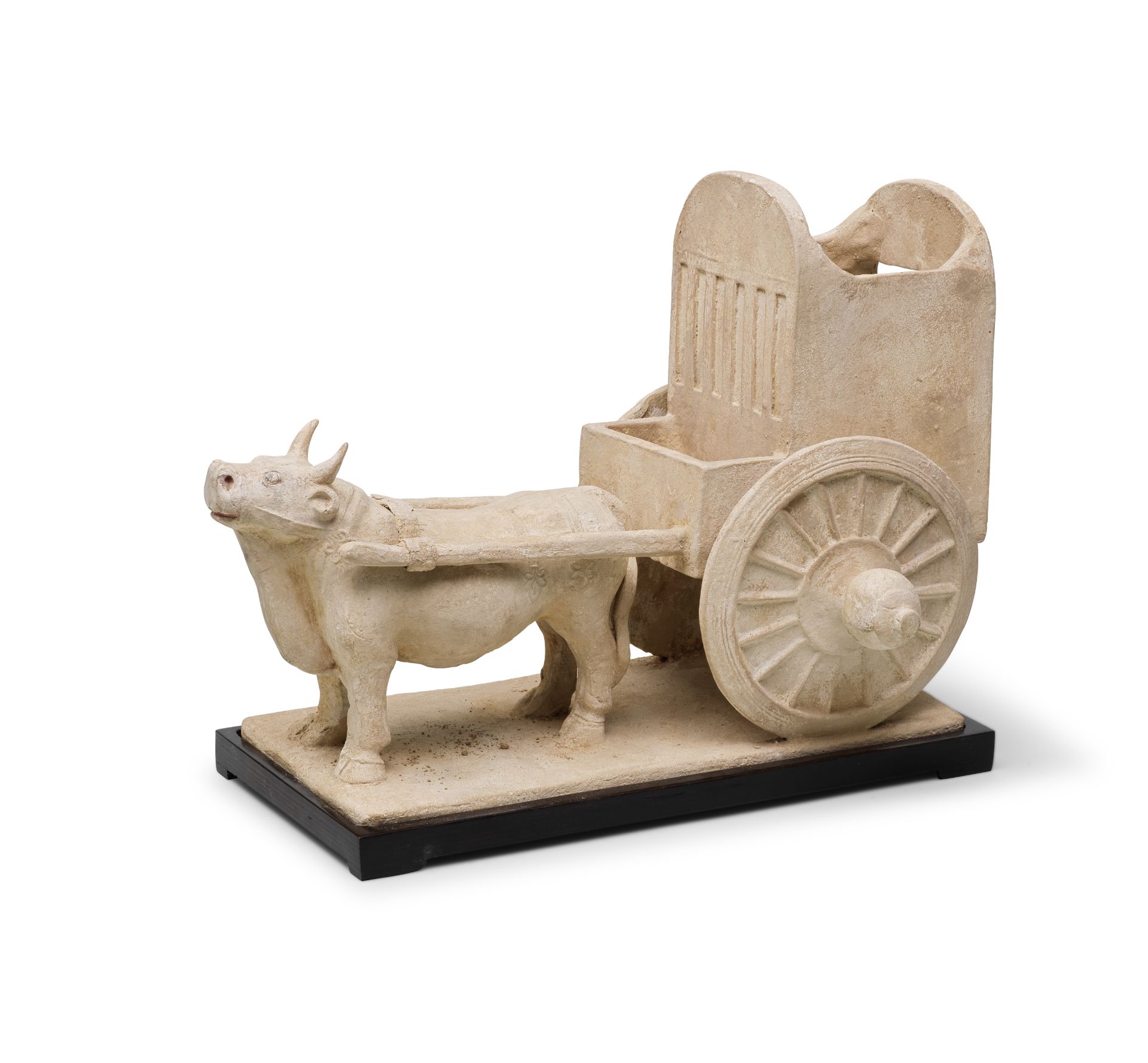 A POTTERY MODEL OF AN OX AND CART Tang Dynasty (2)