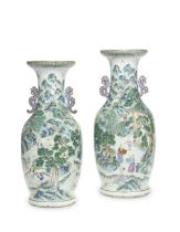 A PAIR OF FAMILLE ROSE 'AGRICULTURAL SCENE' VASES Jiaqing to Daoguang (2)