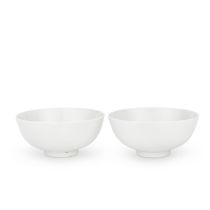 A PAIR OF WHITE-GLAZED BOWLS Yongzheng six-character marks and of the period (2)