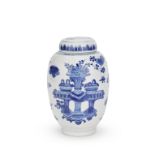 A BLUE AND WHITE OVOID JAR AND COVER Kangxi
