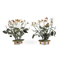 A PAIR OF HARDSTONE FLOWERING PLANTS Early 20th century (2)