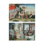 TWO REVERSE GLASS PAINTINGS 19th century (2)