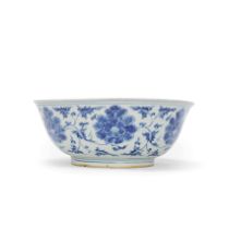 A LARGE BLUE AND WHITE 'PEONY' BOWL Ming Dynasty, 15th/16th century