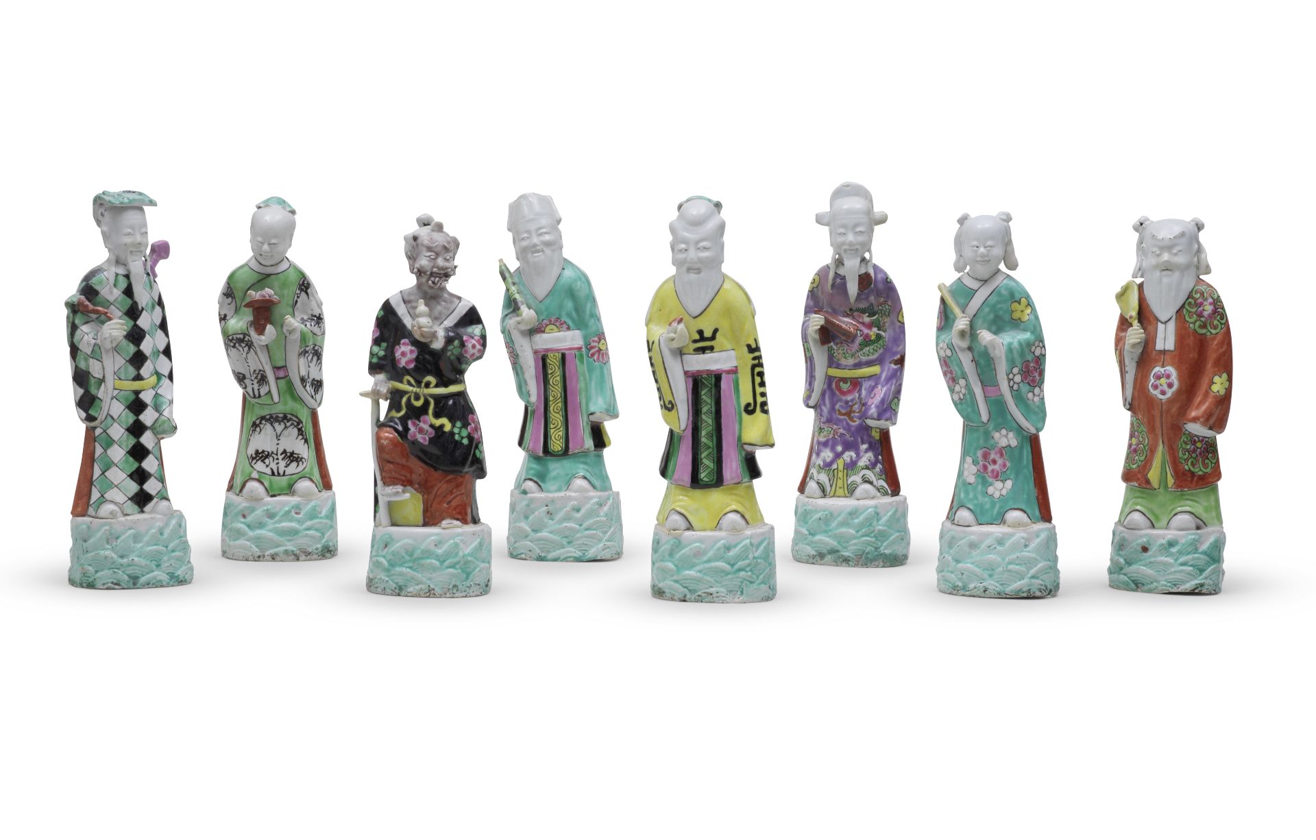 A SET OF FAMILLE ROSE MODELS OF THE EIGHT IMMORTALS Qianlong (8)