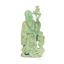 A JADEITE 'SHOULAO AND BOY' GROUP Late Qing Dynasty