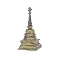 A BRONZE AND IRON STUPA Tibet, 13th century (2)