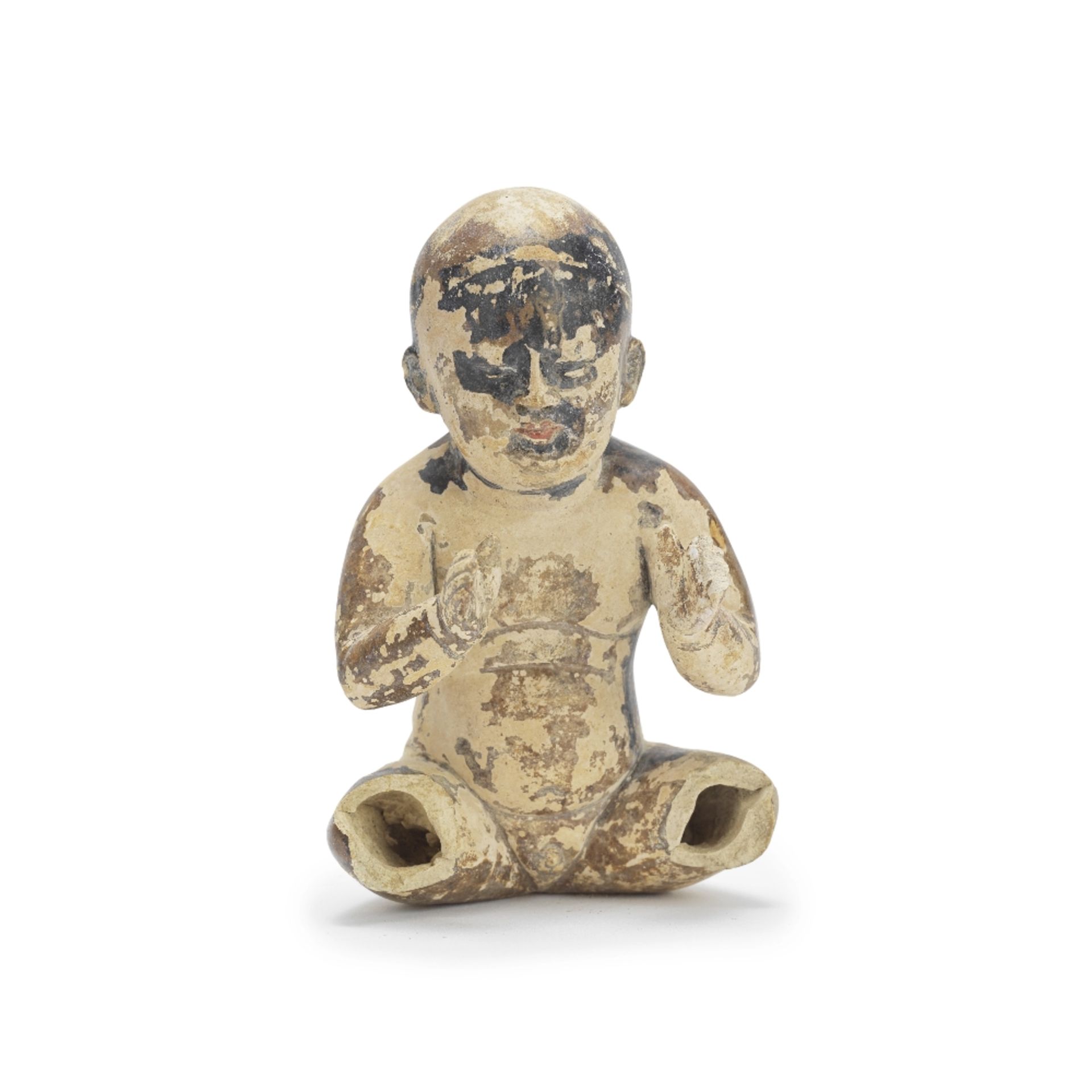 A RARE PAINTED POTTERY FIGURE OF A BOY Song Dynasty