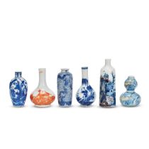 A GROUP OF SIX PORCELAIN SNUFF BOTTLES 19th century (6)