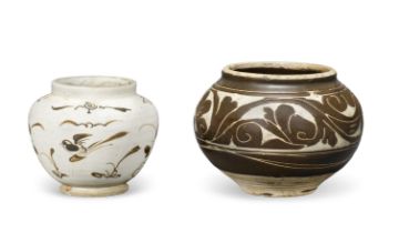 A CIZHOU SGRAFFIATO JAR AND A JIZHOU PAINTED JAR The Cizhou jar Xixia/Jin Dynasty, the Jizhou ja...