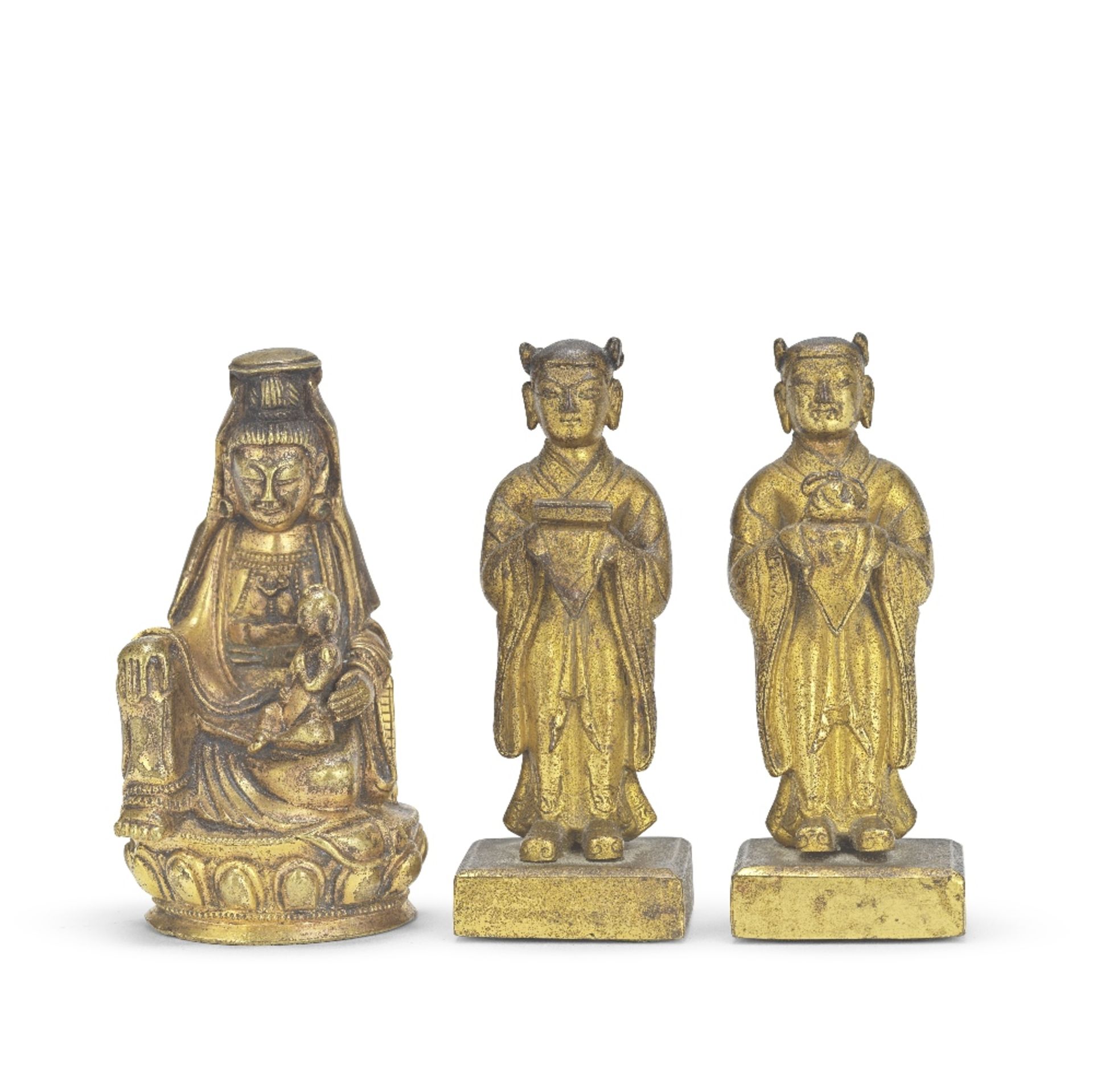 THREE GILT BRONZE FIGURES 17th/18th century and later (3)