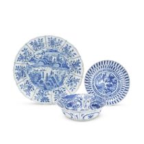 THREE BLUE AND WHITE KRAAK WARES Wanli (3)