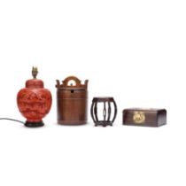 A GROUP OF WOOD AND LACQUER ITEMS 19th/20th century (6)