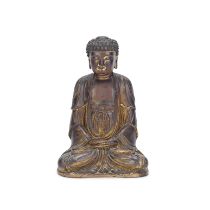 A GILT-LACQUERED WOOD FIGURE OF BUDDHA Ming Dynasty