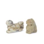 A JADE 'MYTHICAL BEAST' CARVING AND A JADE 'HOUND' CARVING Ming and Qing Dynasty (2)