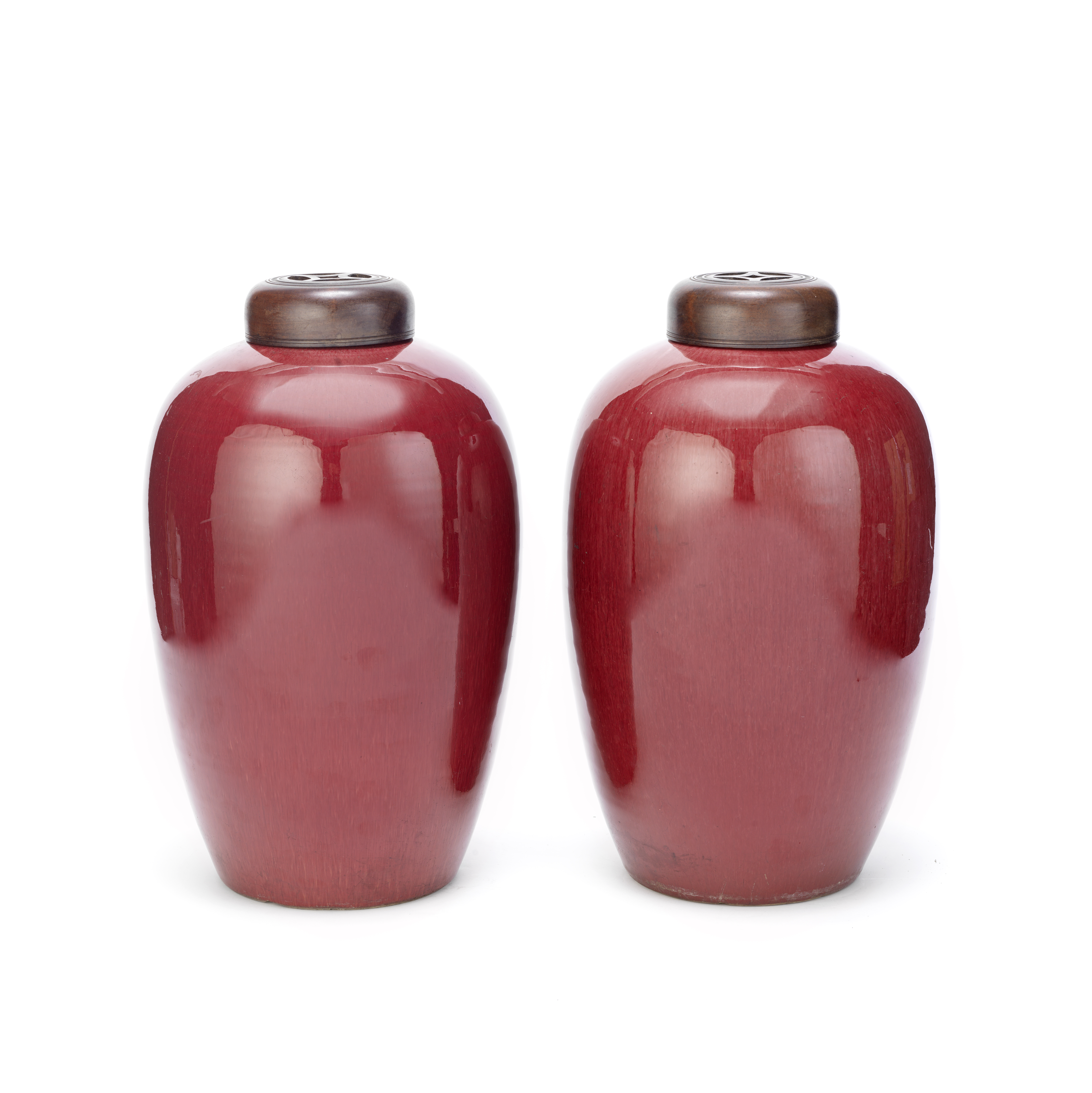 A PAIR OF COPPER RED-GLAZED OVIFORM JARS Qing Dynasty (6)