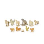 A COLLECTION OF ELEVEN GLAZED AND UNGLAZED POTTERY ANIMALS Han to Tang Dynasty (12)