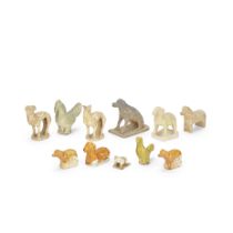 A COLLECTION OF ELEVEN GLAZED AND UNGLAZED POTTERY ANIMALS Han to Tang Dynasty (12)