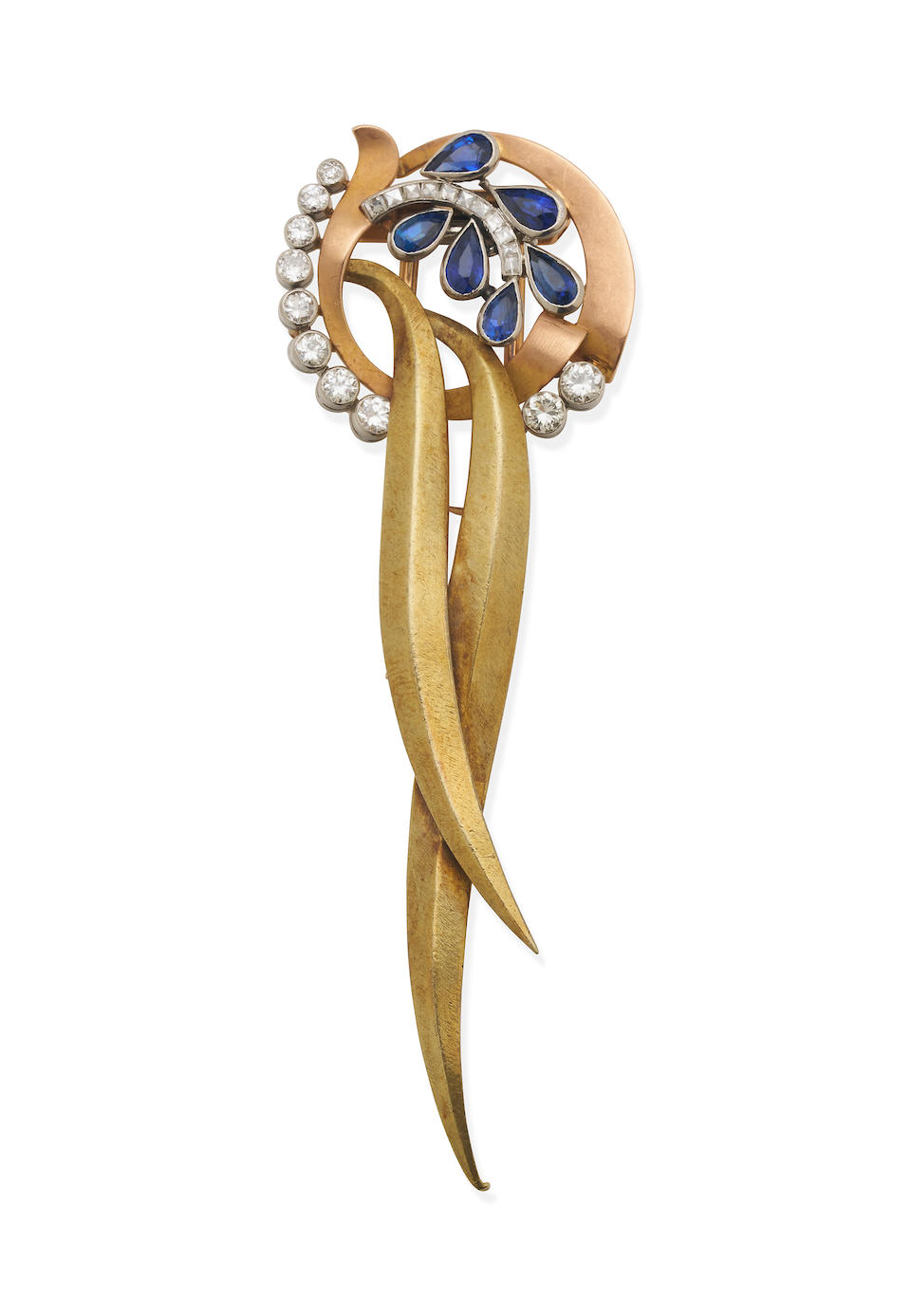 SAPPHIRE AND DIAMOND BROOCH