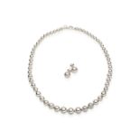 TIFFANY & CO. | STERLING SILVER 'HARDWEAR BALL' NECKLACE AND EARRING SUITE