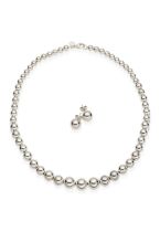 TIFFANY & CO. | STERLING SILVER 'HARDWEAR BALL' NECKLACE AND EARRING SUITE