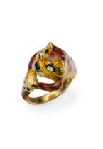 GOLD AND ENAMEL NOVELTY RING