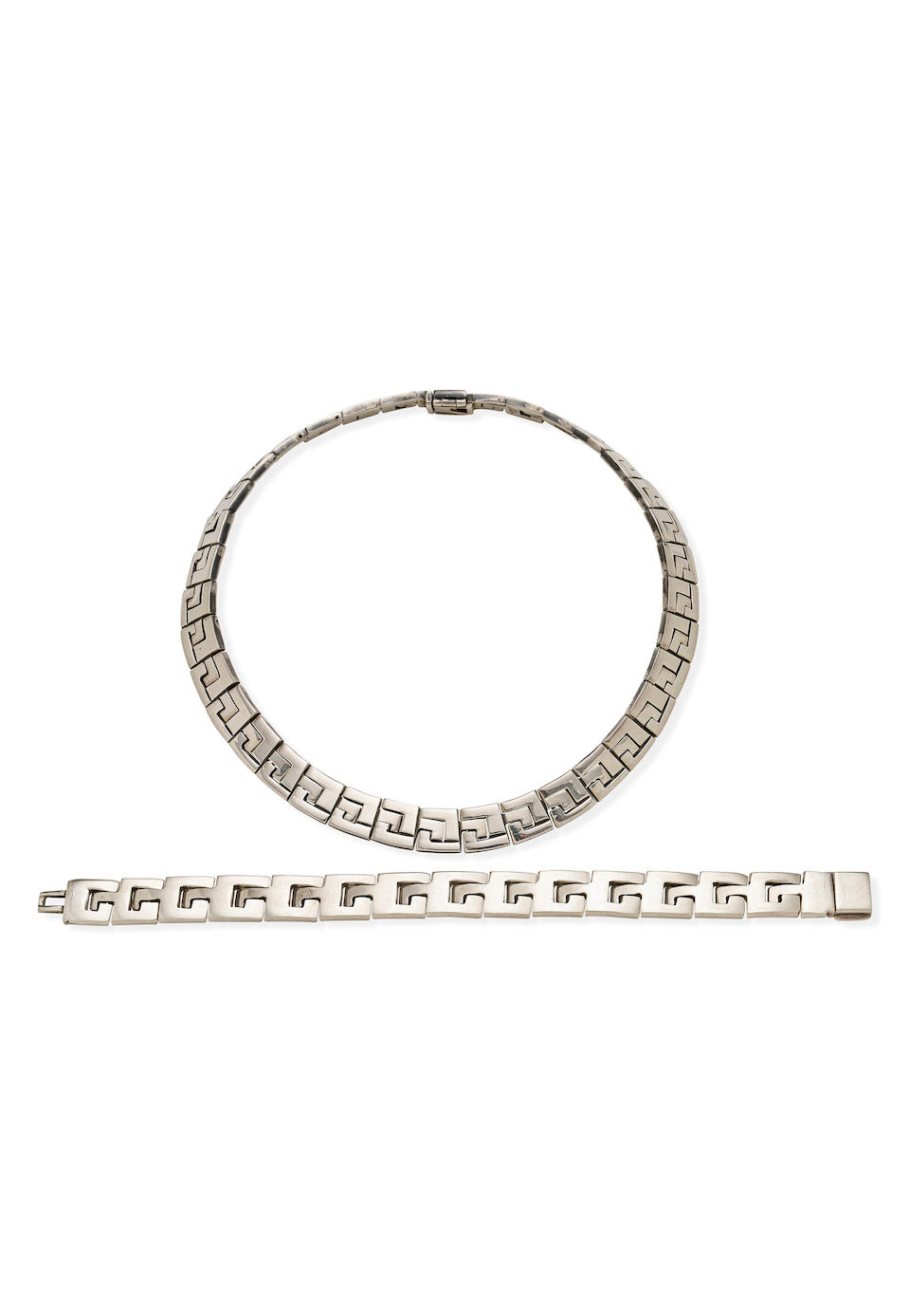 STERLING SILVER NECKLACE AND BRACELET SUITE