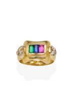 MULTI GEM AND DIAMOND SET RING