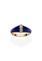 ENAMEL AND DIAMOND RING